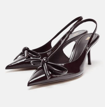 ZARA リボンディテール ハイヒールシューズ