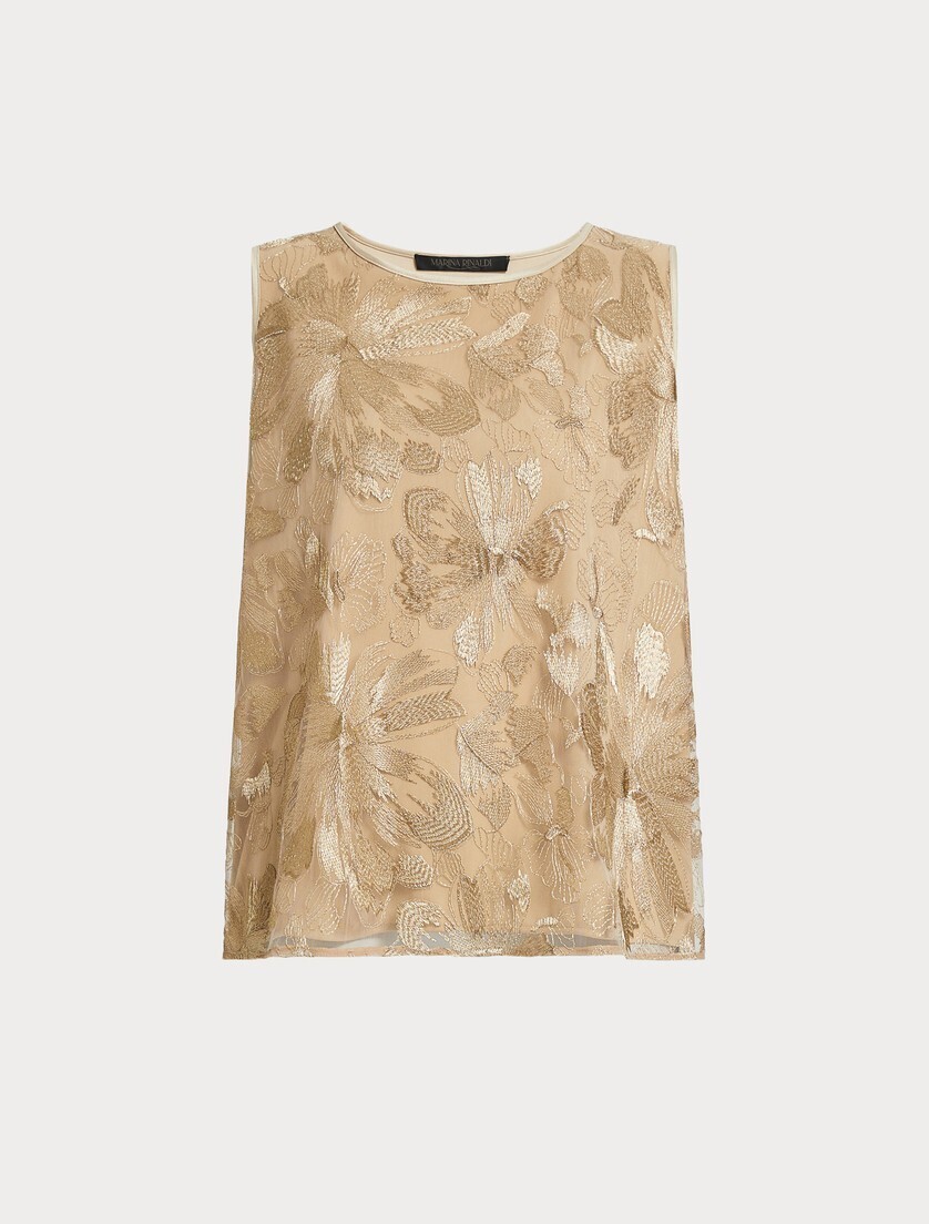 MARINA RINALDI EMBROIDERED TULLE TOP