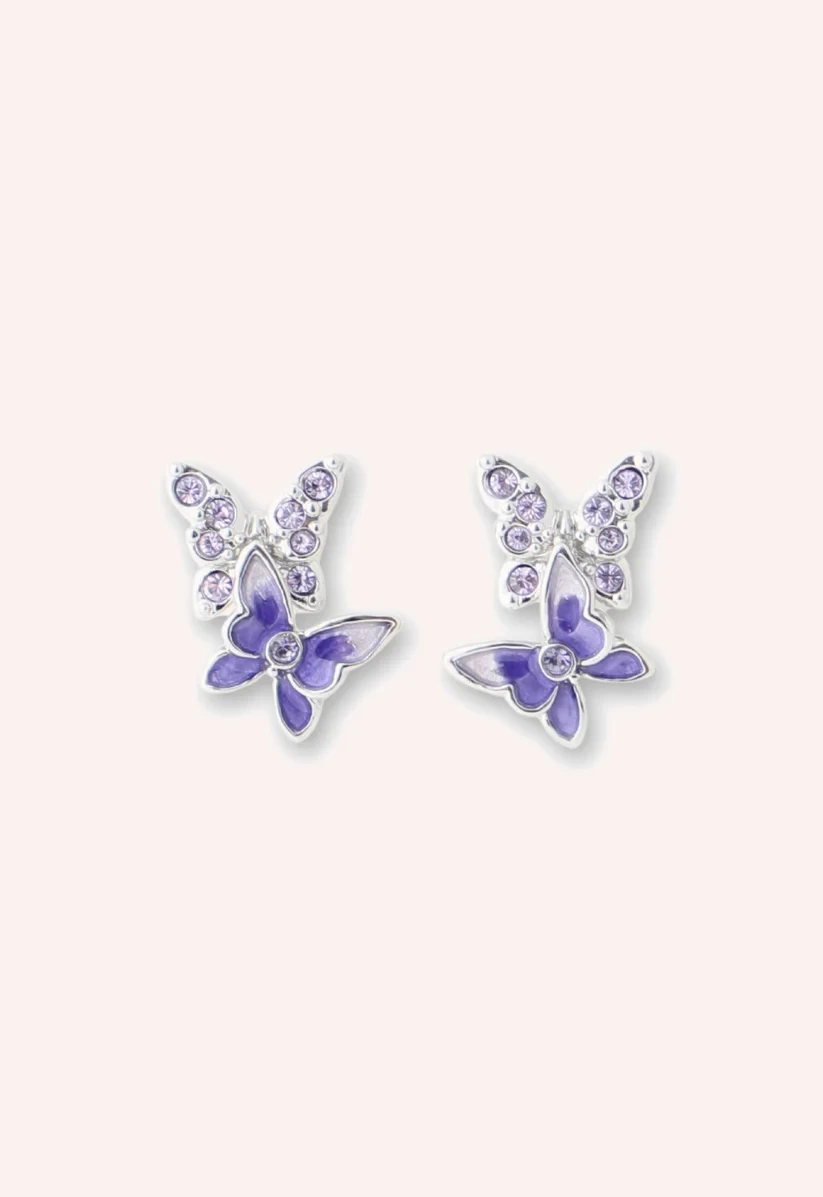VENDOME Bejeweled Butterfly Stud Earrings - Violet