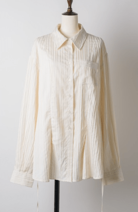 GIUNON pin tuck flare over shirt