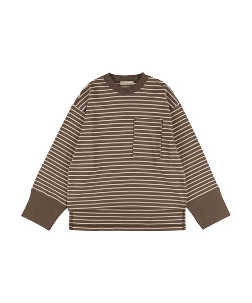 ALEXIA STAM Striped Oversized Front Pocket Long Sleeve Top