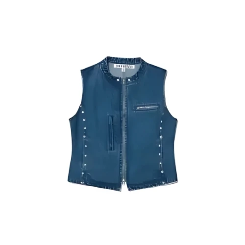 PARTIMENTO STUDED ZIP-UP DENIM JACKET