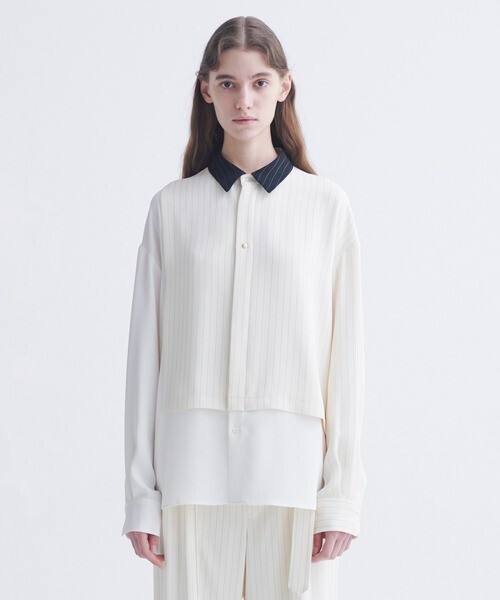 CULLNI Double Cloth Asymmetrical Stripe Shirt