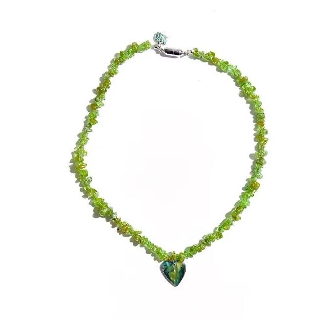 NiRO SERENDIPITY HEART MOTHER OF PEARL PERiDOT NECKLACE #75