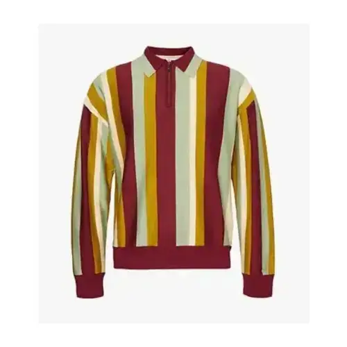 MARTINE ROSE vertical stripe spread-collar regular-fit stretch-woven blend jumper