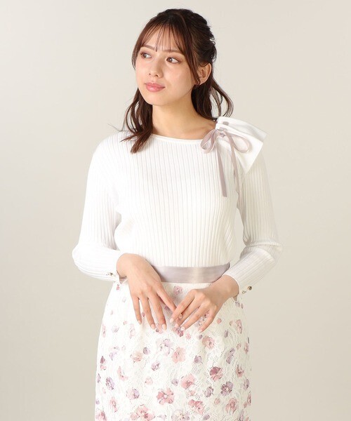 LAISSE PASSE アシメリボンフリルプルオーバー