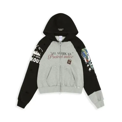 Protocol Index Reconstructed Tight Fit Zip Hoodie