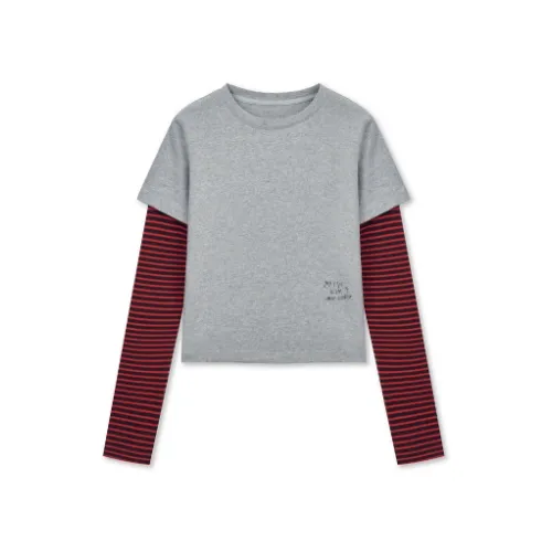 Matin Kim GRAFFITI LOGO STRIPE LAYERED TOP