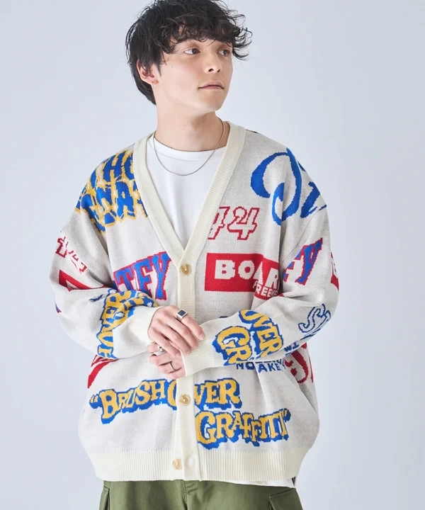 WEGO オーバーフィットロゴカーディガン