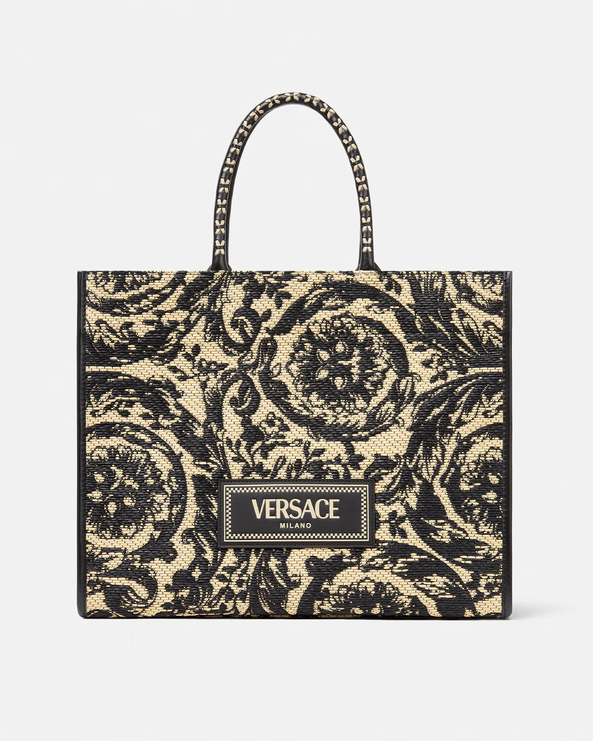 Versace バロッコ アテナ ラフィア ラージ トート バッグ