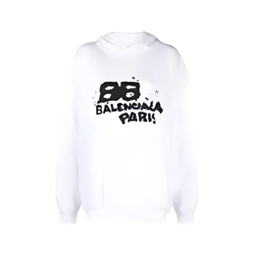 Balenciaga HAND-DRAWN BB ICON HOODIE LARGE FIT IN WHITE