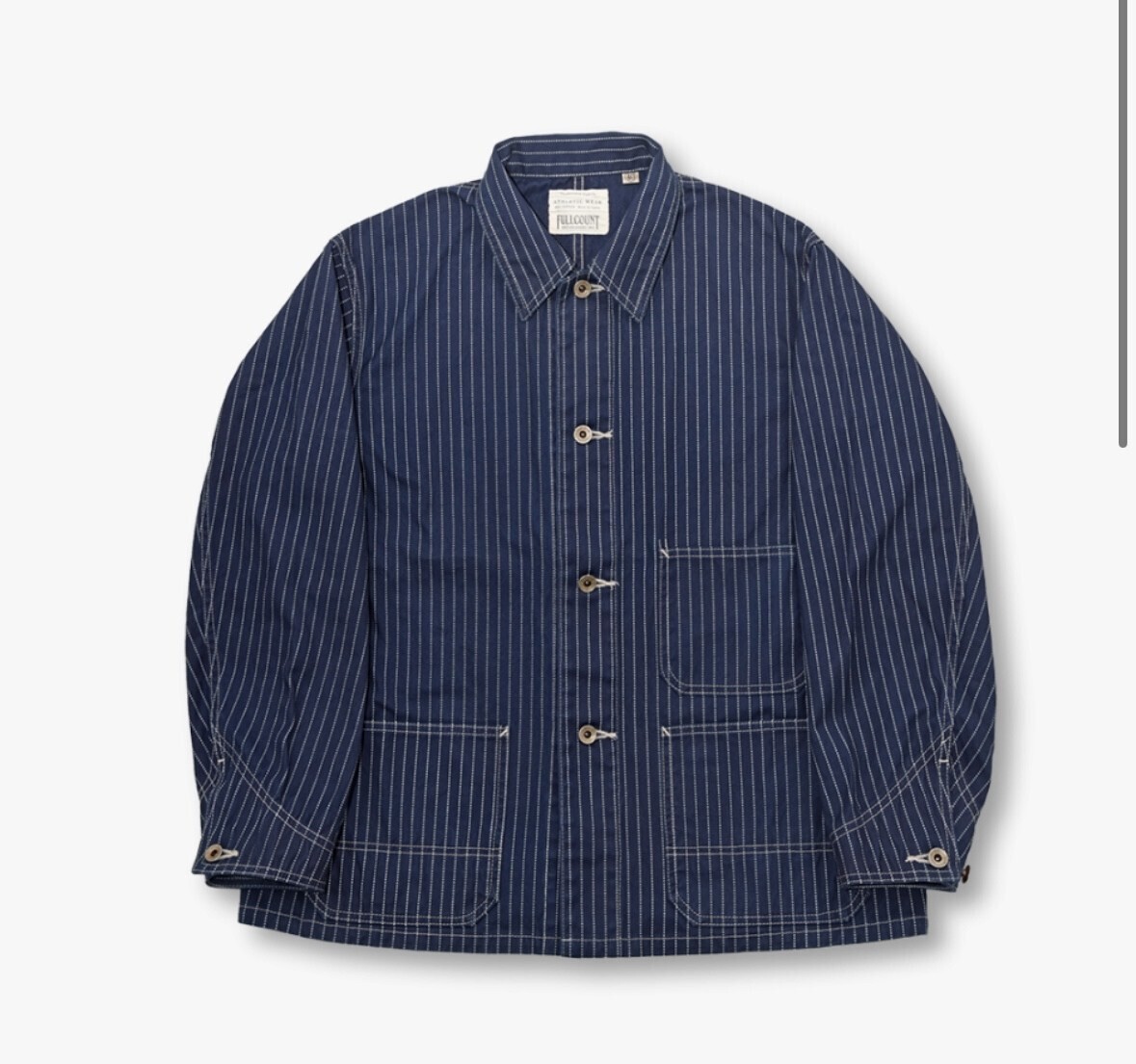FULLCOUNT Indigo Wabash Stripe Chore Jacket