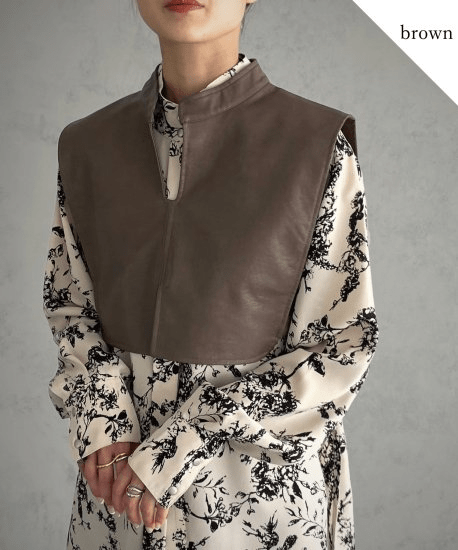 &g’aime Leather short vest/988-61200