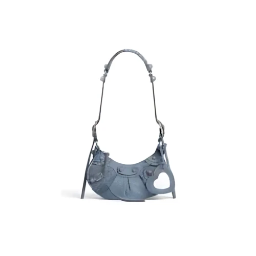 Balenciaga LE CAGOLE XS SHOULDER BAG DENIM IN BLUE