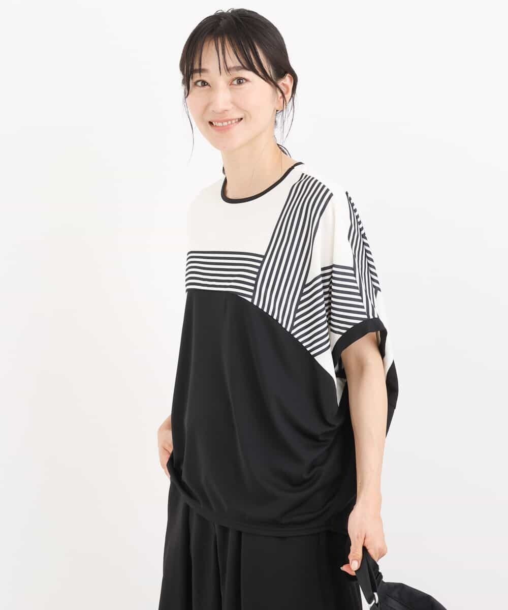 HIROKO BIS 【洗濯機で洗える】ストライプミックスデザインプルオーバー