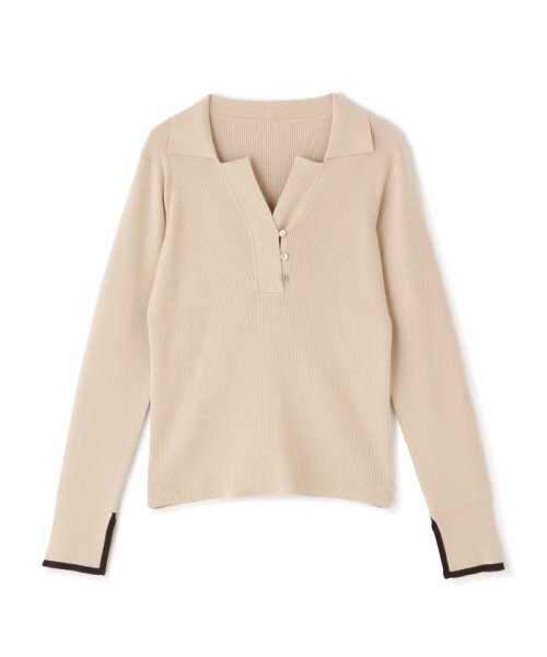 N.Natural Beauty Basic バイカラーライン長袖ポロニット