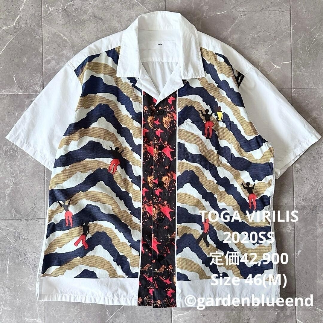 TOGA VIRILIS プリント オープンカラーシャツ 半袖シャツ