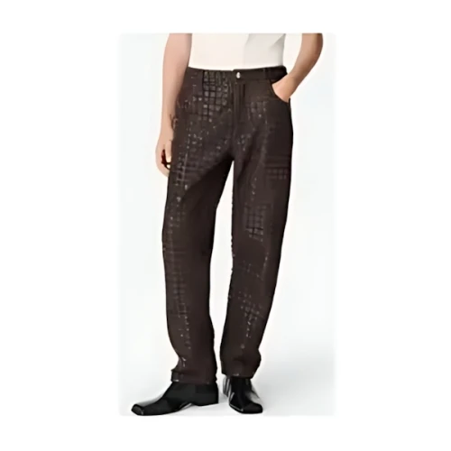 BOTTEGA VENETA イントレチャートレザー＆スエード ストレートパンツ