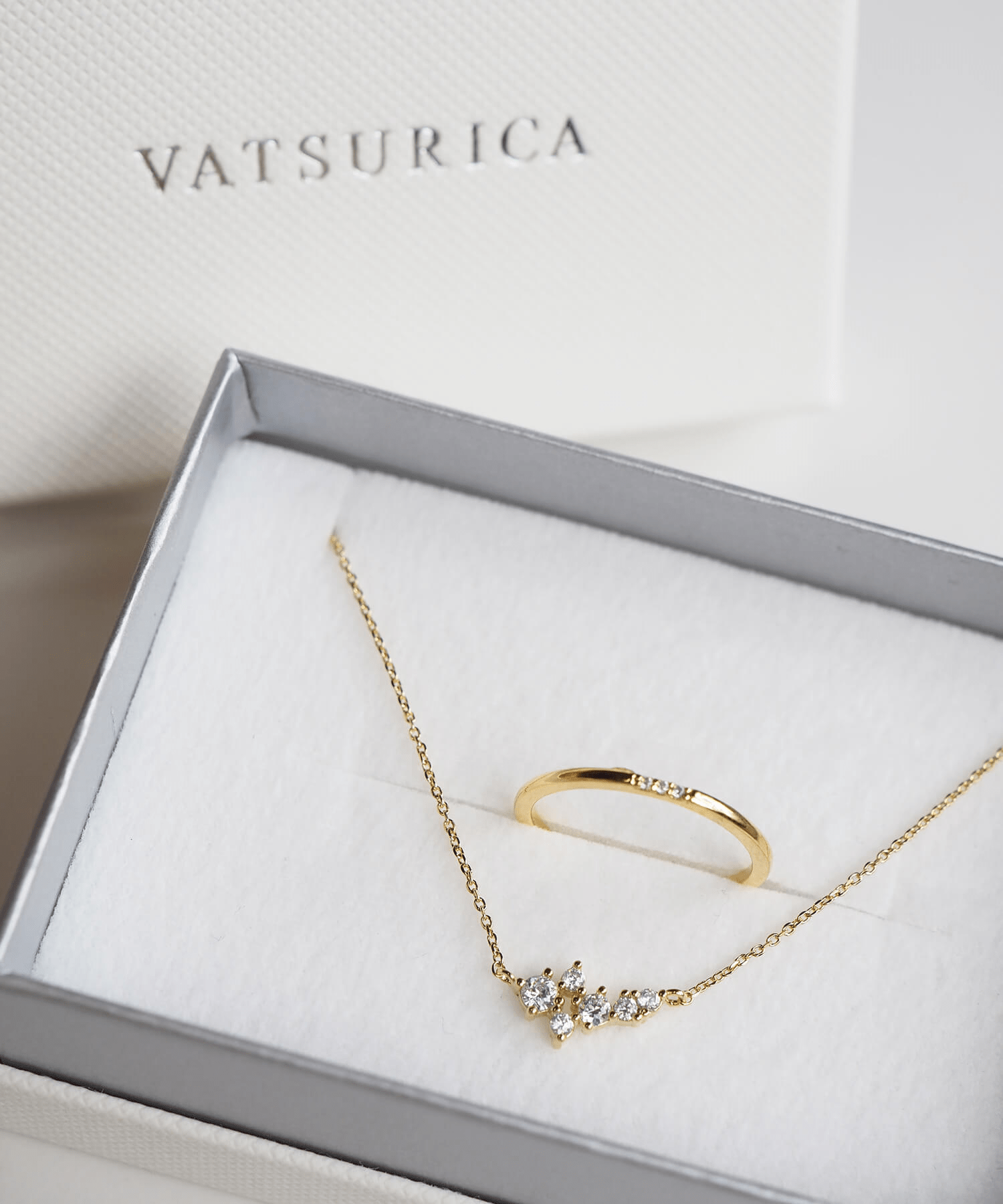 VATSURICA 《silver925》BOX付ネックレス＆リングSET(stone)