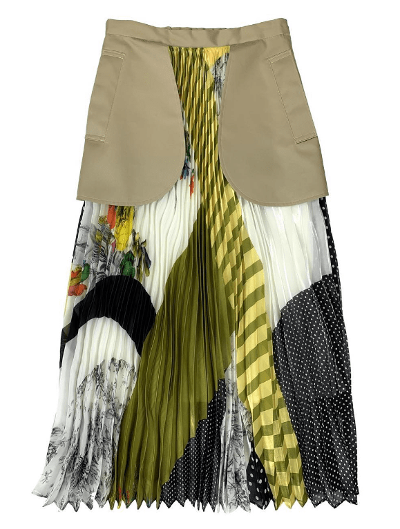 IN-PROCESS Tokyo Pleated organza print skirt with a outside pocket sac