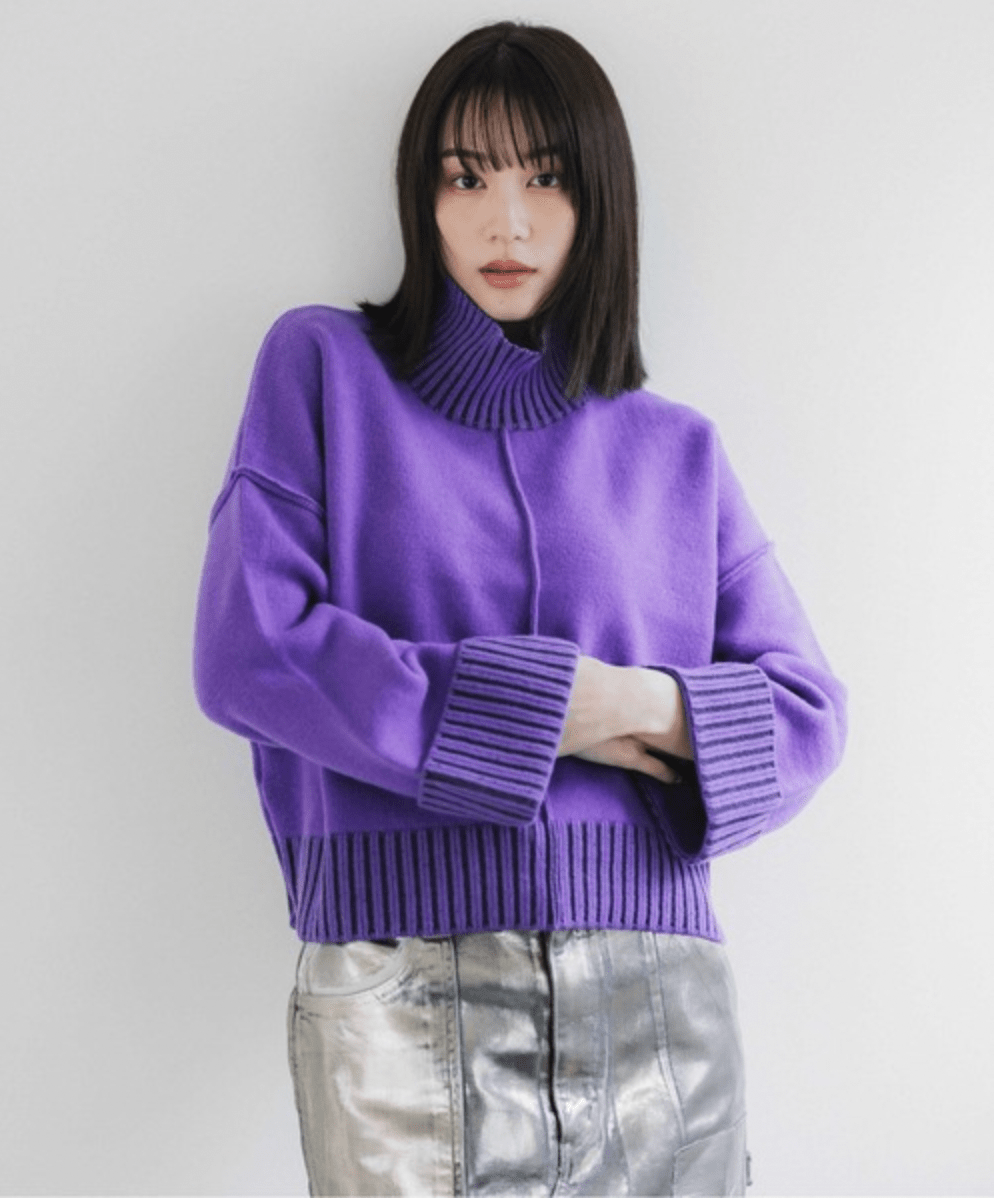 PUBLIC TOKYO ショートヘムリブニット