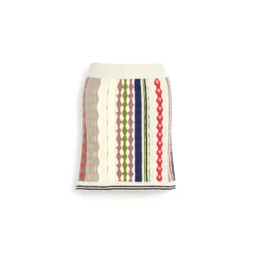 BARRIE Cashmere skirt with raised stripe motif