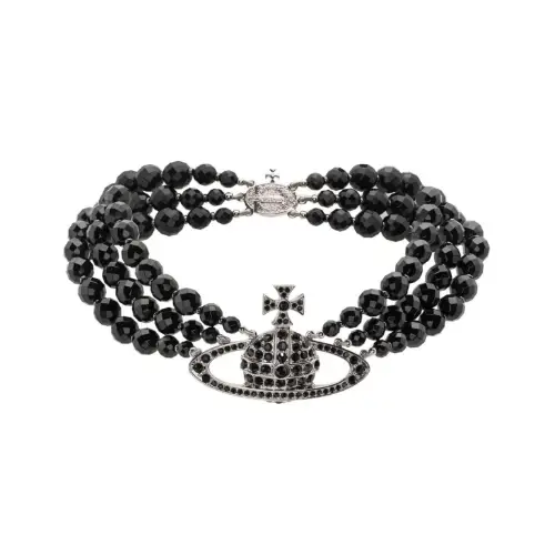 Vivienne Westwood BLACK AGATE THREE ROW BAS RELIEF CHOKER