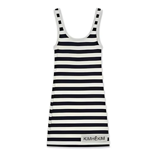 Kimhekim Striped Jersey Sleeveless Mini Dres