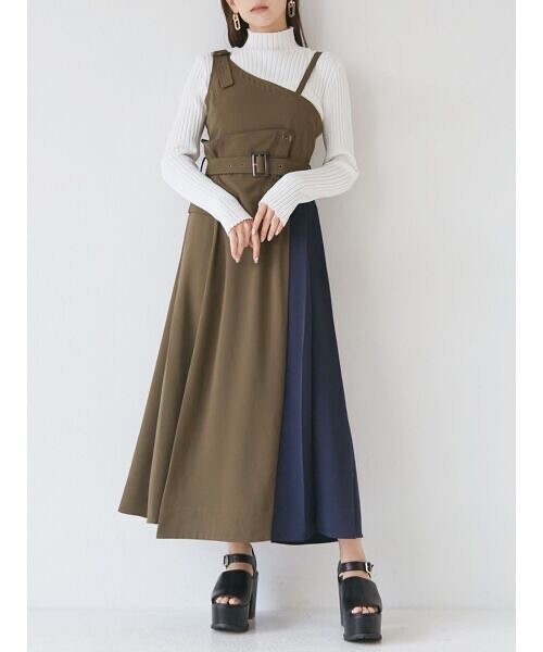 MURUA アシメプリーツジャンパースカート