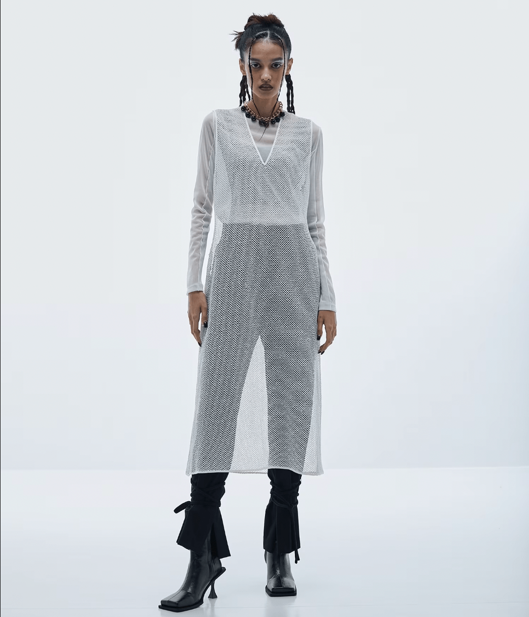 STUDIOUS Waist Cut-Out Mesh Dress