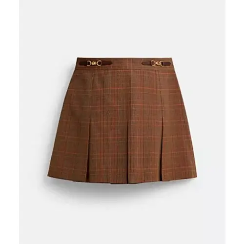 COACH スカルプテッド C プラッド プリーテッド スカート