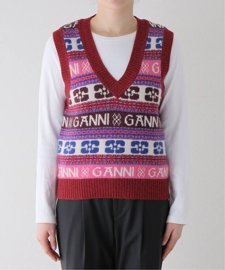 GANNI Logo Wool Mix Vest:ベスト