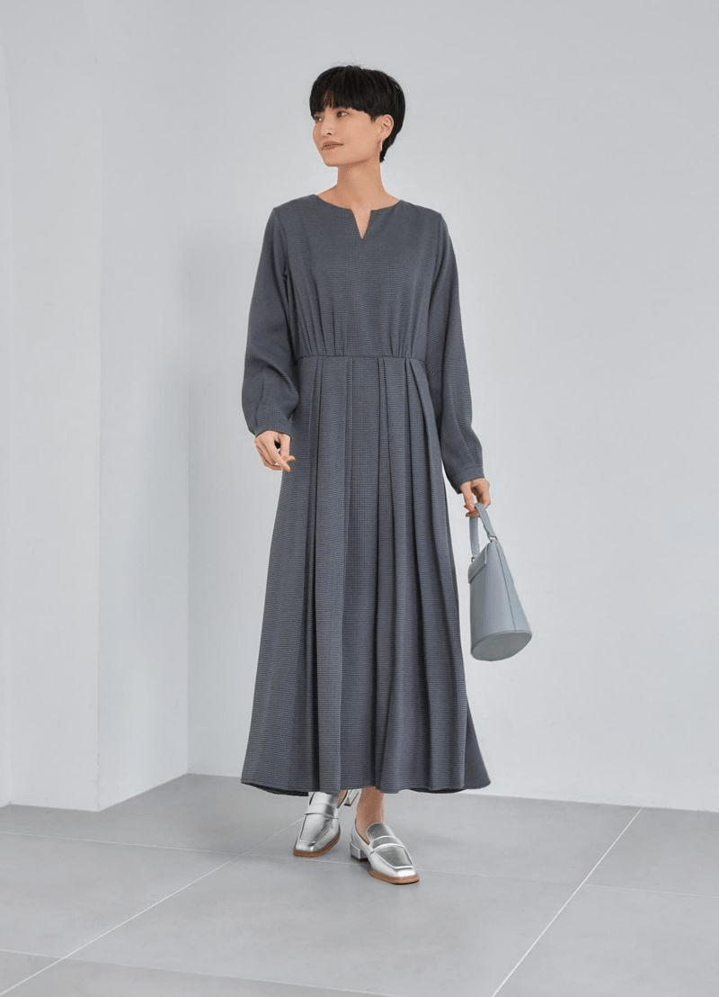 STYLE DELI 千鳥柄キーネックワンピース
