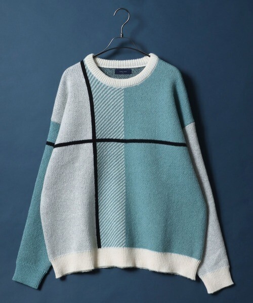 ANPAS Cross Plaid Oversized Knit Pullover/クロスチェック柄オーバーサイズニットプルオーバー