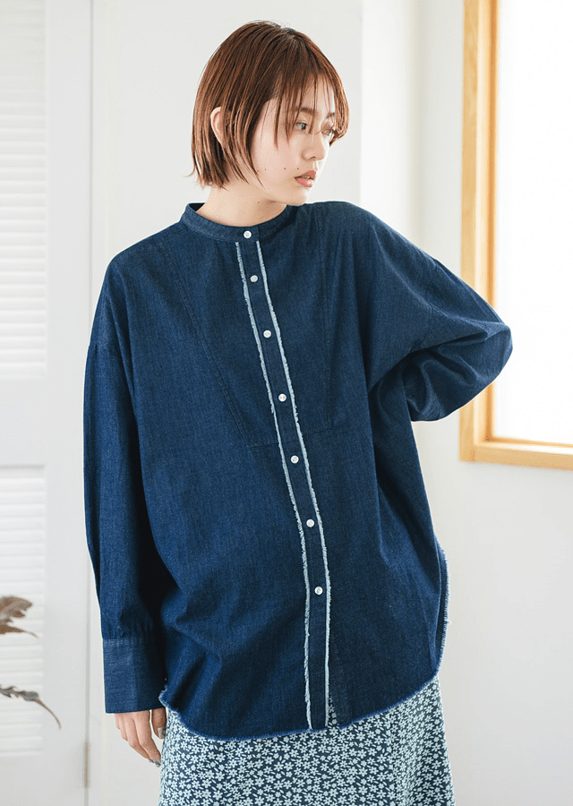fav store 【Liilas】フリンジオーバーシャツブラウス
