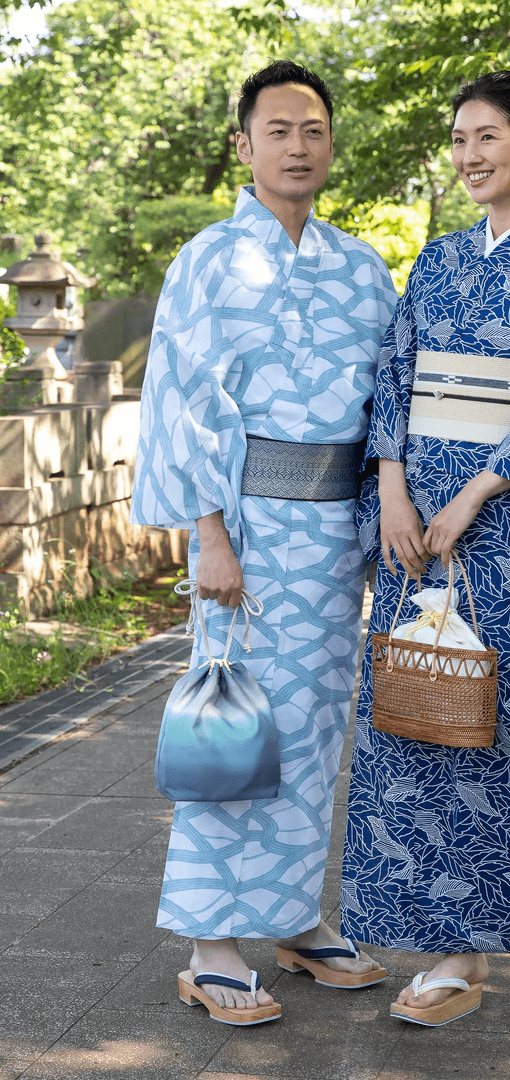 EMON 伊勢型写し浴衣「道」浅縹