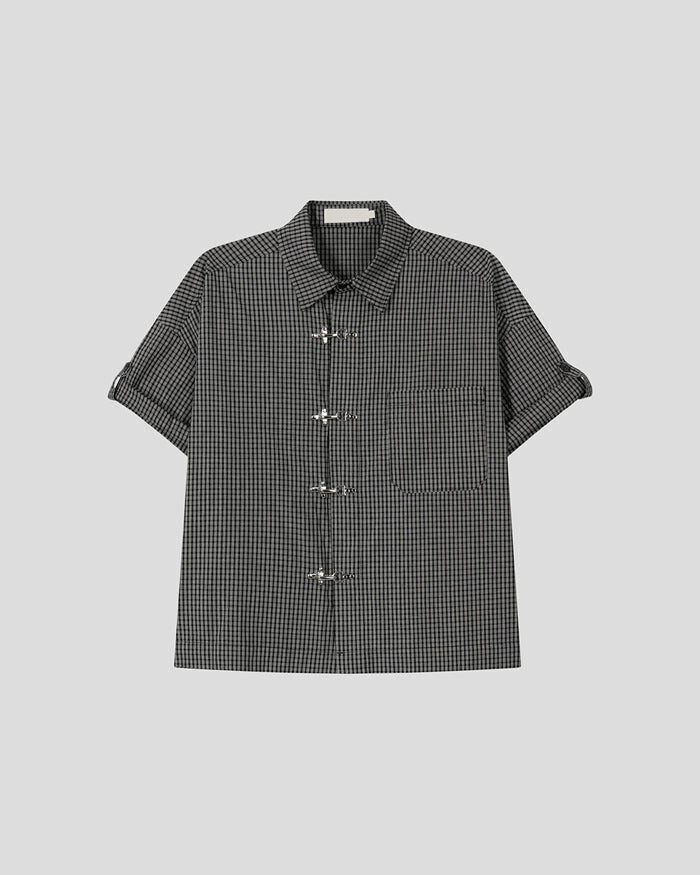 KIXI (UNISEX) ファイアマンバックル チェックシャツ