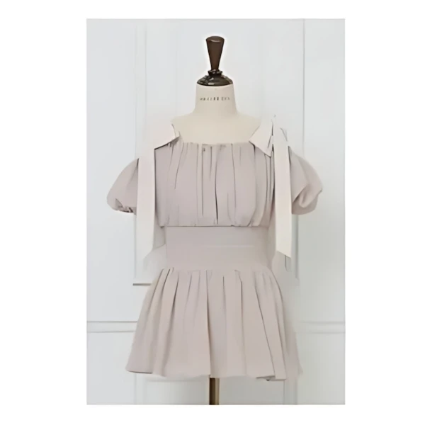 MISTREASS Shoulder Ribbon Soft Chiffon Tunic