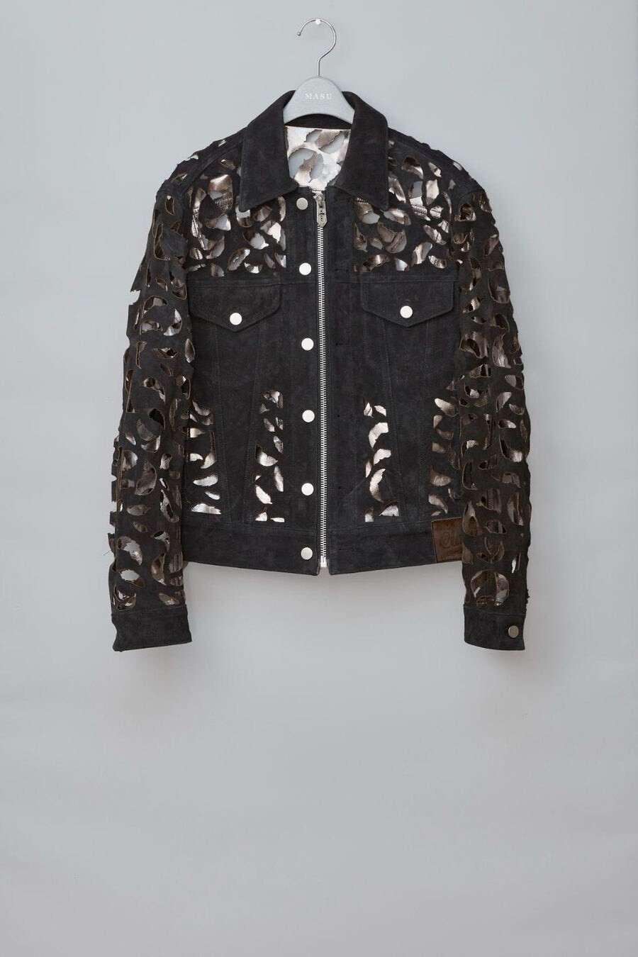 MASU WING-CUT LEATHER TRUCKER JACKET(BLACK)