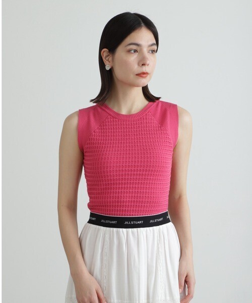 JILL STUART UV加工レーヨンポリニットトップス