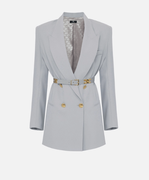 ELISABETTA FRANCHI Coat dress in crêpe fabric with belt