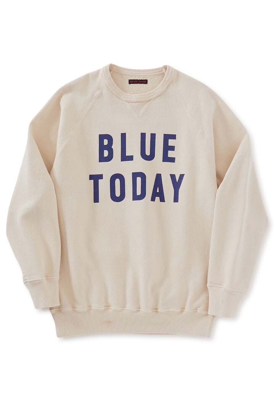 BLUE BLUE BLUE TODAY vintage Wash Neck sweat