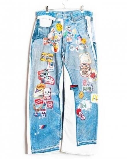 SEVESKIG Vintage Pins Patch Bomb Pant INDIGO
