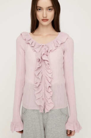 SLY FRONT FRILL KNIT トップス