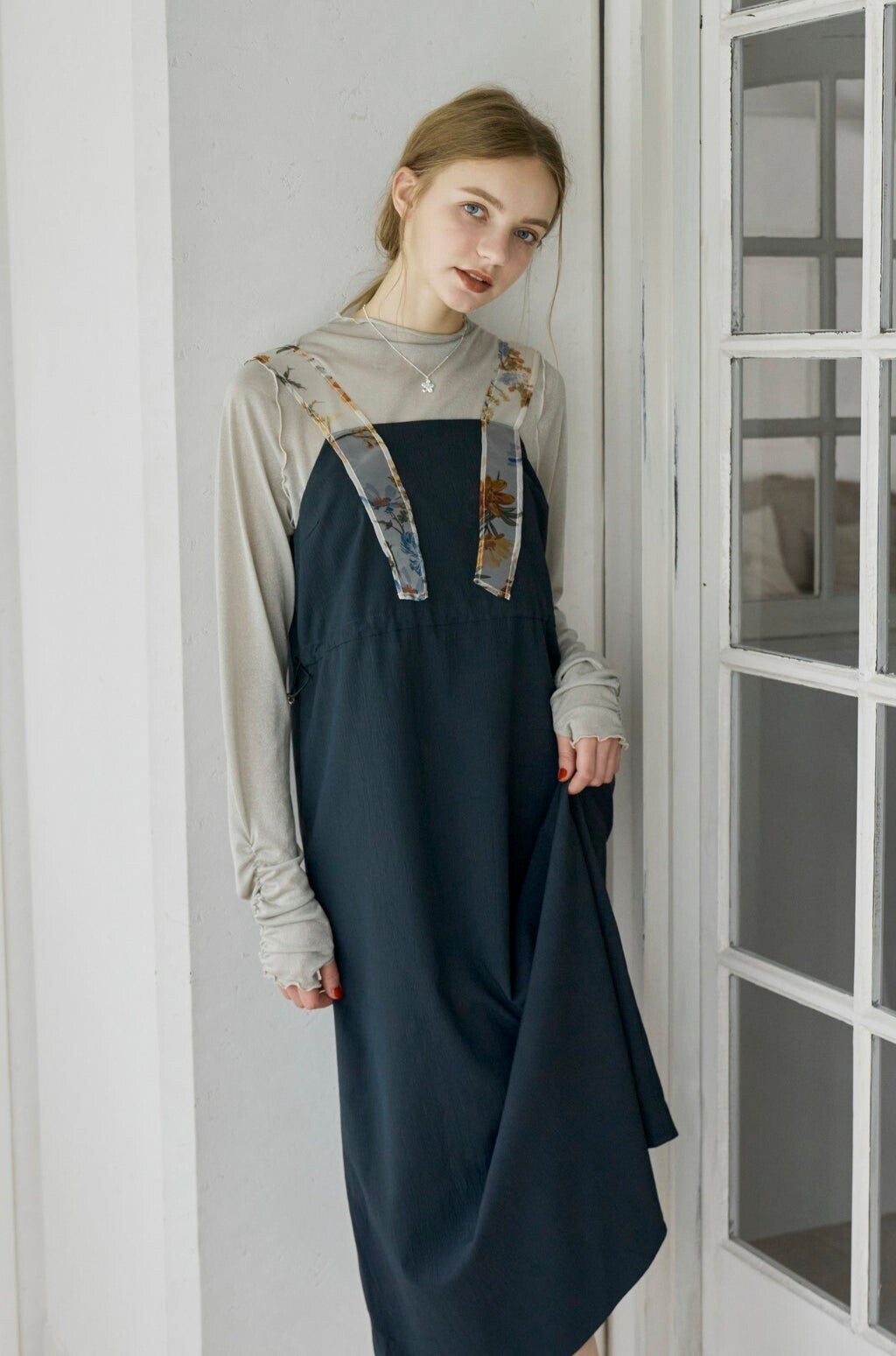 idem flower shoulder drawstring onepiece