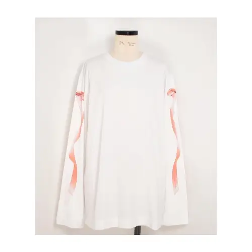 Simone Rocha RIBBON BOW TAIL PRINT LONG SLEEVE T-SHIRT