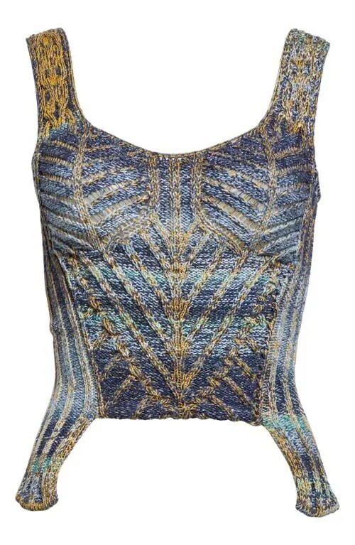 PAOLINA RUSSO Warrior Corset Mixed Stitch Sweater Tank