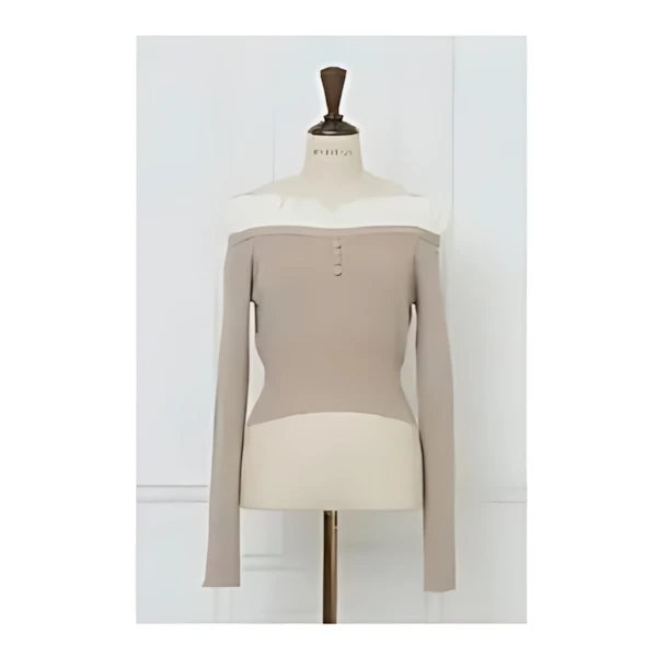 MISTREASS Whipped Frills Off Shoulder Knit Top