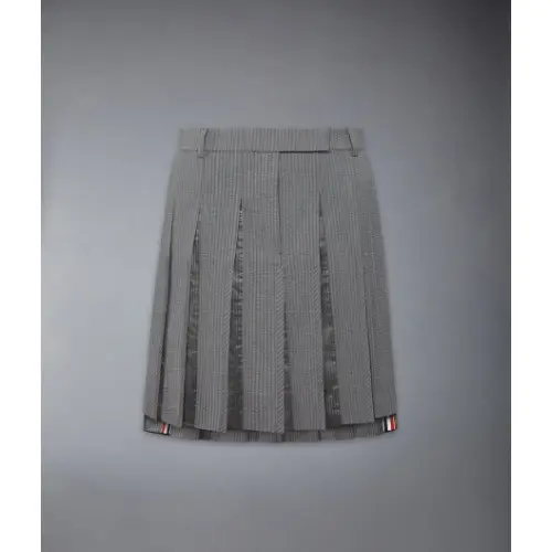 THOM BROWNE ウール シアサッカー プリーツ ローライズ プリーツスカート