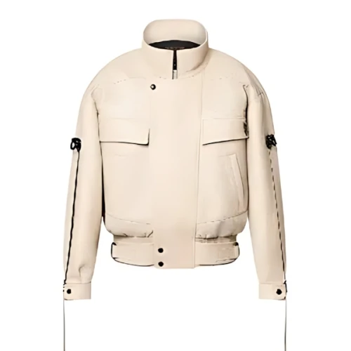 LOUIS VUITTON ジッパーアクセント グレインレザーバイカージャケット